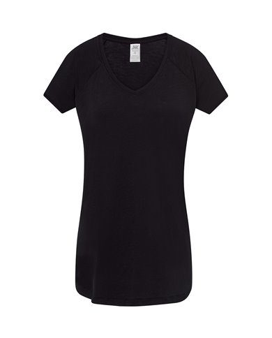 T-SHIRT DONNA MANICA CORTA COLLO A V URBAN SLUB