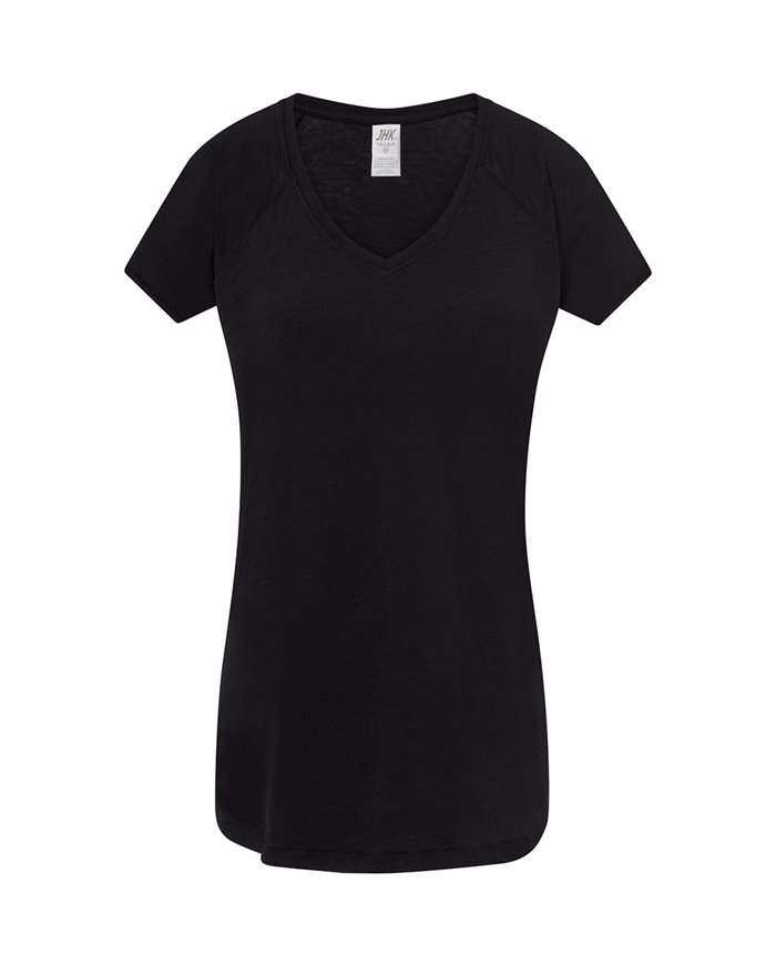 T-SHIRT DONNA MANICA CORTA COLLO A V URBAN SLUB