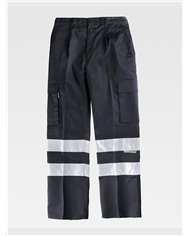 PANTALONE DA LAVORO MULTITASCHE BANDE RIFRANGENTI