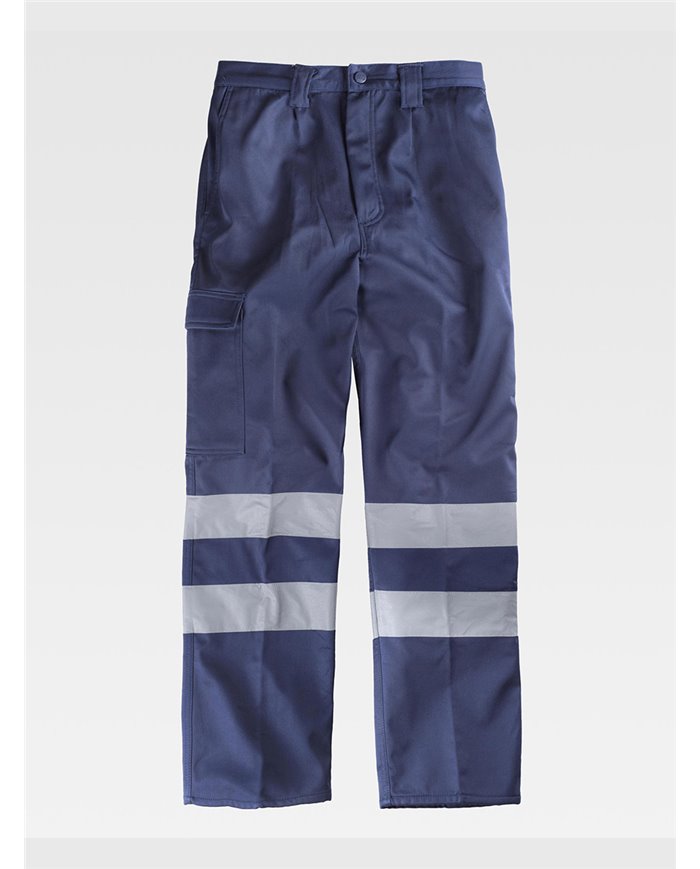 PANTALONE DA LAVORO MULTITASCHE INTERNO IN PILE BANDE RIFRANGENTI