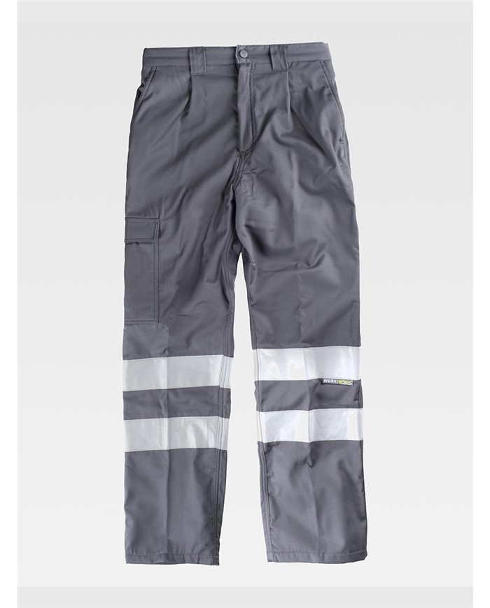 PANTALONE DA LAVORO MULTITASCHE INTERNO IN PILE BANDE RIFRANGENTI