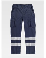 PANTALONE DA LAVORO MULTITASCHE BANDE RIFRANGENTI