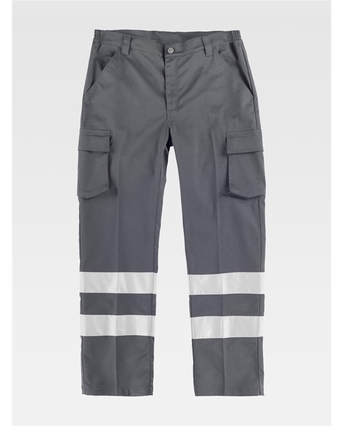 PANTALONE DA LAVORO MULTITASCHE BANDE RIFRANGENTI