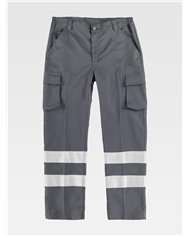 PANTALONE DA LAVORO MULTITASCHE BANDE RIFRANGENTI