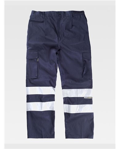 PANTALONE DA LAVORO MULTITASCHE BANDE RIFRANGENTI