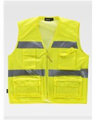 GILET MULTITASCHE LEGGERO ALTA VISIBILITA E BANDE RIFRANGENTI