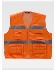GILET MULTITASCHE LEGGERO ALTA VISIBILITA E BANDE RIFRANGENTI